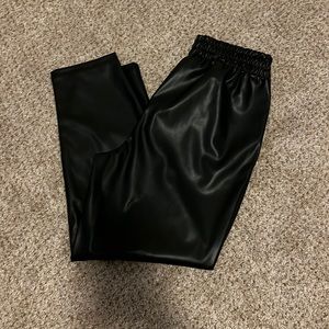 Fabletics black leather joggers